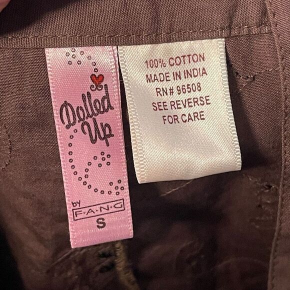 Vintage Dolled Up Brown Embroidered Mini Skirt Size Small - Picture 6 of 8